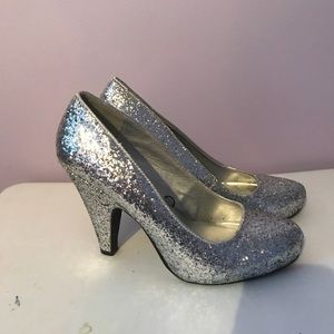 Silver Glitter Heels